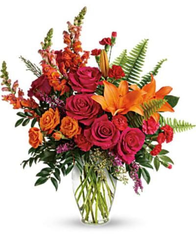 <div class="m-pdp-tabs-description">
<div id="mark-2" class="m-pdp-tabs-marketing-description">
<p data-start="127" data-end="592">Send a surge of happiness straight to their heart with Punch of Color, a vibrant bouquet that radiates energy, joy, and confidence. Designed to lift moods and turn ordinary days into unforgettable ones, this bold blend of saturated hues is perfect for anyone who could use a cheerful pick-me-up. Whether you're sending love, thanks, or just because, this arrangement speaks volumes without saying a word.</p>
<p data-start="594" data-end="1072">Punch of Color bursts with personality, featuring hot pink roses, orange spray roses, fiery orange Asiatic lilies, and rich hot pink carnations. Red miniature carnations, lively orange snapdragons, and pink heather round out the color story with layered texture and dimension. Accented by lush greens including sword fern, huckleberry, seeded eucalyptus, and lemon leaf, the bouquet is arranged in a sleek clear glass vase that complements the vivid palette without distraction.</p>
<p data-start="1074" data-end="1401">Perfect for birthdays, congratulations, thank-you gifts, or any moment that calls for something bright and bold, this arrangement delivers an emotional high note. Its sunset-inspired colors bring warmth and excitement into any room, making it a popular choice for celebrations, milestones, and spontaneous gestures of kindness.</p>
<p data-start="1403" data-end="1805">Every Punch of Color bouquet is handcrafted by Rosa’s La Hacienda, a trusted local florist serving Boca Raton. We offer same-day flower delivery throughout Boca Raton and surrounding neighborhoods, with each arrangement made fresh to order and hand-delivered for a personal, polished experience. No drop shipping, no guesswork—just beautifully curated flowers from local hands to your recipient’s door.</p>
<p data-start="1807" data-end="1990">Make it even more meaningful by adding a personal message at checkout. Whether you’re near or far, Rosa’s La Hacienda helps you make every moment brighter, bolder, and more beautiful.</p>
<p data-start="1992" data-end="2115">Order Punch of Color today for same-day delivery in Boca Raton and let your sentiments shine through with style and energy.</p>
</div>
</div>