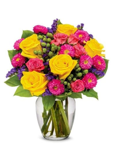 <p data-start="155" data-end="504">Infuse any space with pure positivity and radiant charm. Bright Happy Bouquet is a lively celebration of color, designed to energize the room and lift the spirit with every glance. Inspired by the morning sky and the joy of a new day, this arrangement is perfect for anyone who loves bold beauty.</p>
<p data-start="506" data-end="876">A dynamic blend of hot pinks, sunny yellows, and soft purples comes together in this striking display, all balanced with a lush cascade of fresh greenery. Each bloom is carefully chosen for its vibrant hue and seasonal appeal, making the bouquet especially perfect for spring and summer months. Whether placed in a home or office, it adds instant warmth and personality.</p>
<p data-start="878" data-end="1195">This cheerful bouquet is ideal for birthdays, celebrations, get-well wishes, or simply to brighten someone’s week. Its vivid tones and playful mix of textures make it a favorite for those who appreciate flowers that feel happy and full of life. It’s the kind of gift that turns an ordinary day into something special.</p>
<p data-start="1197" data-end="1557">Every Bright Happy Bouquet is handcrafted by the team at Rosa’s La Hacienda, your trusted florist in Boca Raton. We offer same-day flower delivery throughout Boca Raton and surrounding areas, with each bouquet arranged locally and delivered with care and attention to detail. You won’t find any mass production here—just real florists crafting memorable gifts.</p>
<p data-start="1559" data-end="1790">Want to add a personal touch? Include a message at checkout and turn your flower delivery into a truly thoughtful moment. With its joyful colors and fresh design, Bright Happy Bouquet is ready to bring smiles the moment it arrives.</p>
<p data-start="1792" data-end="1911">Place your order with Rosa’s La Hacienda today and share the beauty of bright blooms delivered fresh and full of heart.</p>
