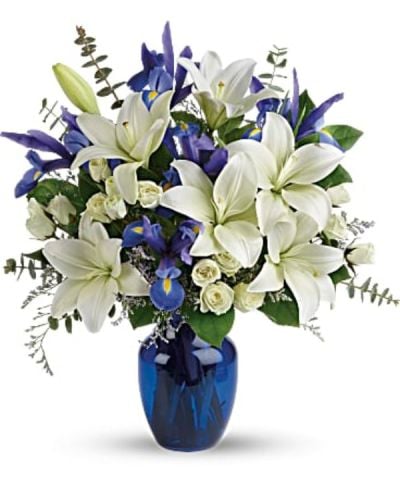 <p data-start="121" data-end="489">Bring the beauty of a clear winter sky indoors with Blue Horizons, a peaceful arrangement that blends cool tones and elegant blooms into a refreshing display of natural grace. Perfect for birthdays, seasonal celebrations, or simply to brighten someone's space, this bouquet is a thoughtful expression of calm and care.</p>
<p data-start="491" data-end="798">The arrangement features crisp white Asiatic lilies, delicate white spray roses, and rich dark blue iris, all accented with fresh greenery. These carefully selected blooms are presented in a clear glass vase that adds a touch of simplicity and modern elegance, allowing the cool colors to take center stage.</p>
<p data-start="800" data-end="1056">Blue Horizons is an ideal gift for Hanukkah, winter birthdays, or to convey appreciation, support, or celebration. Its soothing palette of blue and white creates a timeless look that feels both peaceful and uplifting, perfect for adding beauty to any room.</p>
<p data-start="1058" data-end="1395">Each bouquet is handcrafted by Rosa’s La Hacienda, your trusted local florist in Boca Raton. We offer same-day flower delivery across Boca Raton and nearby neighborhoods, with each arrangement made fresh and delivered with care. Our florists design every order by hand to ensure quality, freshness, and that personal touch you can trust.</p>
<p data-start="1397" data-end="1632">Want to make your gift even more meaningful? Add a personalized message during checkout to share your thoughts along with this striking floral display. With Blue Horizons, you're sending a gift that’s as elegant as it is unforgettable.</p>
<p data-start="1634" data-end="1724">Order now from Rosa’s La Hacienda and deliver a sense of calm, beauty, and sophistication.</p>