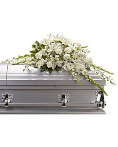 <div id="mark-1" class="m-pdp-tabs-marketing-description">
<p data-start="80" data-end="411">Offer comfort and reverence with <em data-start="113" data-end="146">Bountiful Memories Casket Spray</em>, an elegantly composed arrangement of all-white blooms and fresh greenery. Designed to convey peace, purity, and timeless love, this crescent-shaped half-casket spray brings a calming presence to the service, honoring the departed with affection and quiet dignity.</p>
<p data-start="413" data-end="772">This luminous arrangement features pure white oriental lilies, gladioli, carnations, and stock. These classic flowers are known for their beauty and symbolism—representing purity, sympathy, and everlasting remembrance. Delicate, fragrant greens are thoughtfully woven throughout the spray, adding texture and a sense of natural softness to the overall design.</p>
<p data-start="774" data-end="1085">Shaped in a graceful crescent and placed gently atop the casket, <em data-start="839" data-end="859">Bountiful Memories</em> is ideal for both open and closed services. The all-white palette offers a visual expression of serenity and spiritual strength, making it a fitting choice for honoring a loved one who embodied grace, humility, or deep faith.</p>
<p data-start="1087" data-end="1411">Handcrafted by the expert florists at Rosa’s La Hacienda in Boca Raton, this arrangement is made with care, compassion, and attention to every detail. We provide same-day delivery to funeral homes and memorial venues throughout Boca Raton and nearby communities, ensuring your tribute arrives fresh and beautifully arranged.</p>
<p data-start="1413" data-end="1641">You may include a personal message of remembrance at checkout to accompany your floral gift. At Rosa’s La Hacienda, we are honored to help you celebrate a life through flowers that bring beauty, meaning, and heartfelt sentiment.</p>
<p data-start="1643" data-end="1805" data-is-last-node="" data-is-only-node="">Order today for same-day delivery in Boca Raton and surrounding areas. <em data-start="1714" data-end="1747">Bountiful Memories Casket Spray</em> is a graceful expression of love that will be remembered.</p>
</div>